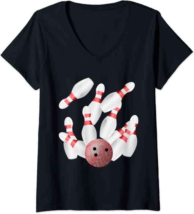 Womens Tenpin bowling strike VNeck TShirt Clothing
